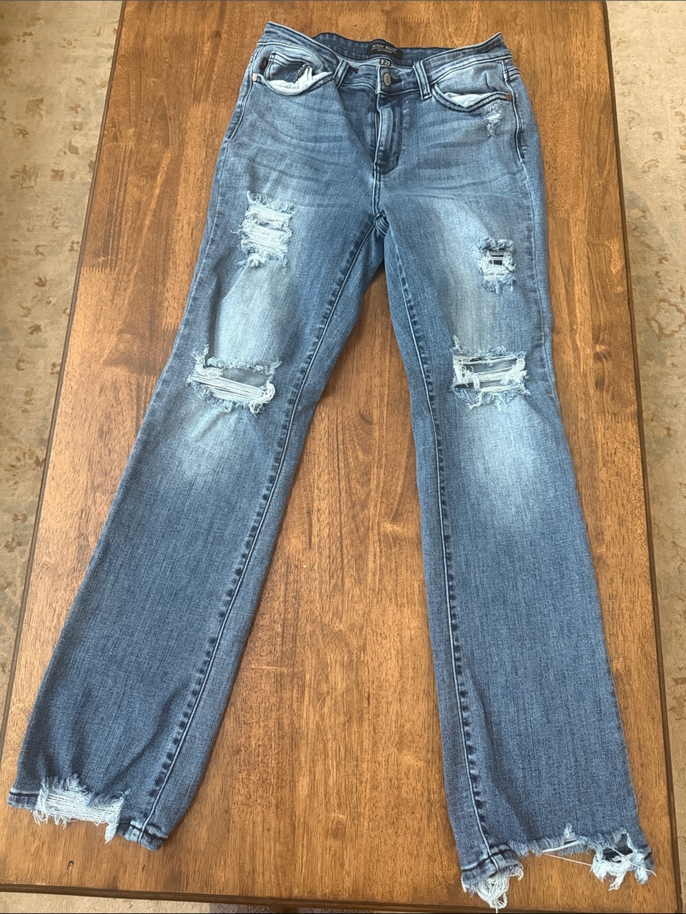 Judy Blue Light Blue Distressed Straight-Leg Jeans
